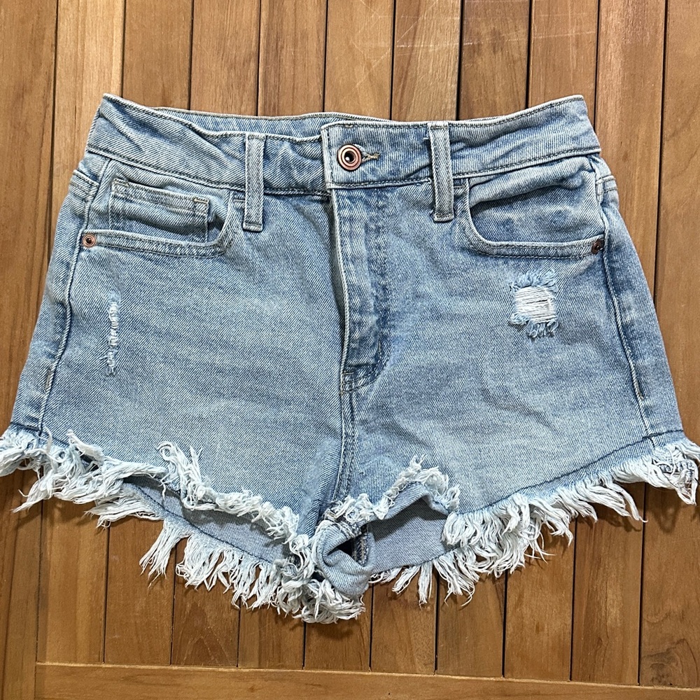 Light Blue Distressed Jean Shorts